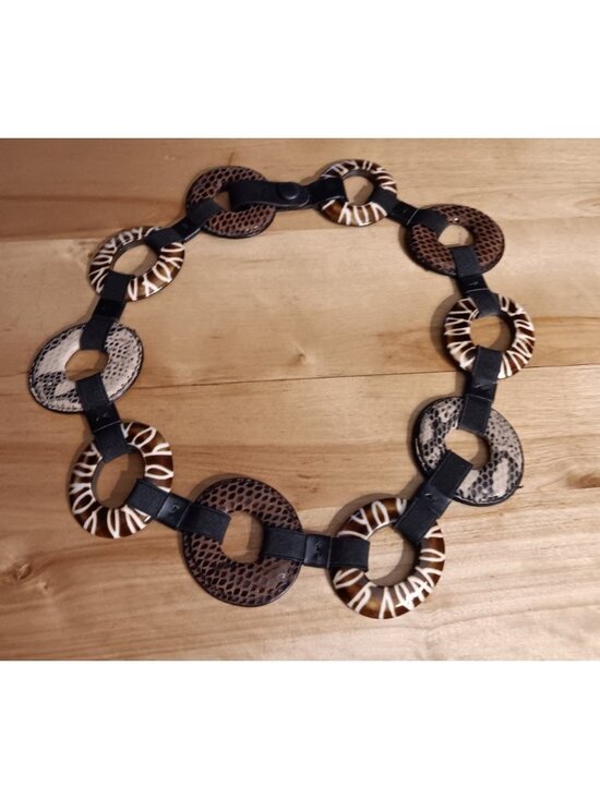 Womens Belt Stretch Snake Skin Animal Print Rings Statement 28\
